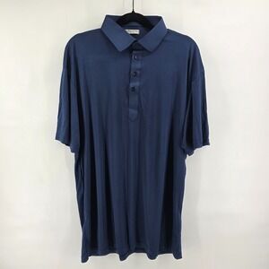 Collars & Co Dress Polo Shirt Men's Size XL Tall Stretch Solid Navy Short Sleeve